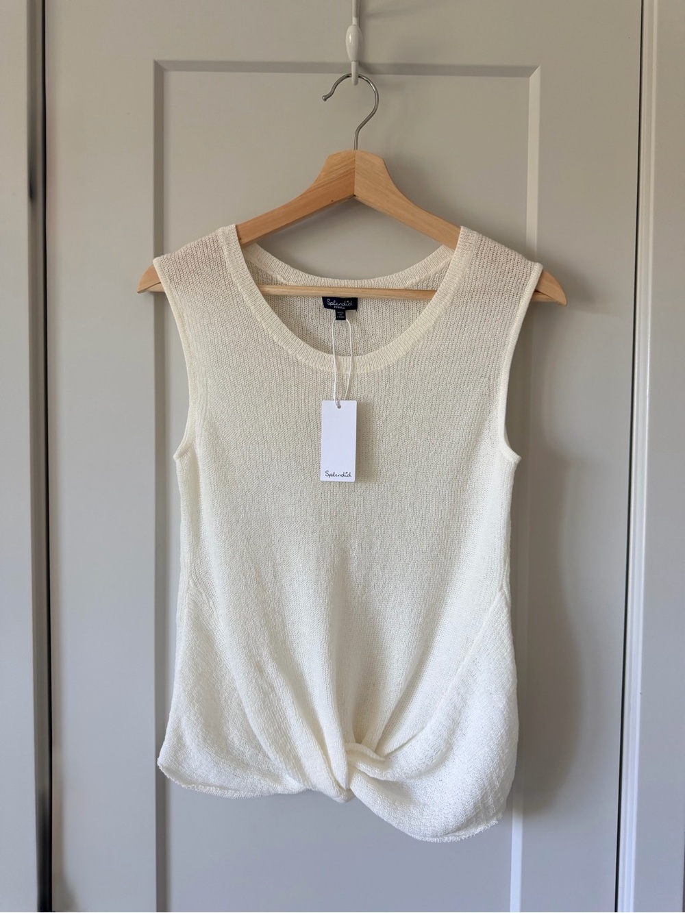 NWT Splendid Twist Hem (Misshapen) Knit Top Ivory Cotton Blend $128 MSRP